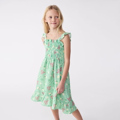 Kid Girls' Minecraft Crinkle Gauze Dress - Light Green