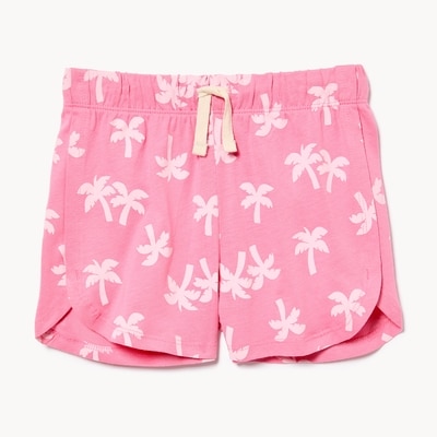 Short imprimé ourlet arrondi fendu, petites filles - Rose