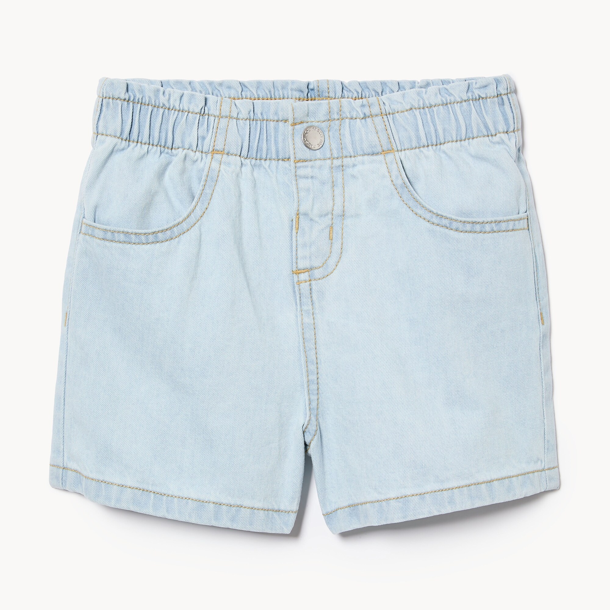 Short à taille froncée en denim, petites filles