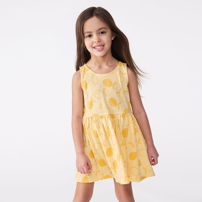 Robe imprimée pour petites filles - Jaune Pâle