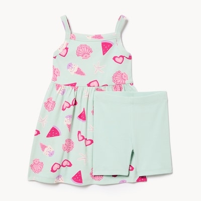 Toddler Girls' Printed Dress Set - Pale Aqua