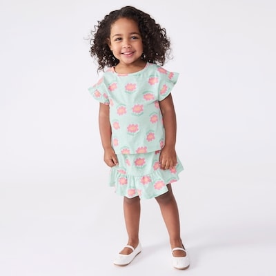 Toddler Girls' Printed T-Shirt - Pale Aqua