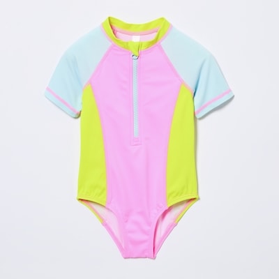 Toddler Girls' Rash Guard Swimsuit - Light Neon Pink