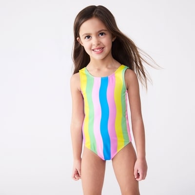 Toddler Girls' Printed 1-Piece Swimsuit - Light Neon Pink