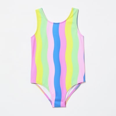 Maillot de bain une pièce imprimé, petites filles - Néon rose lumière