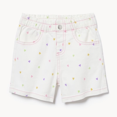 Toddler Girls' Printed Paperbag Short - Off White