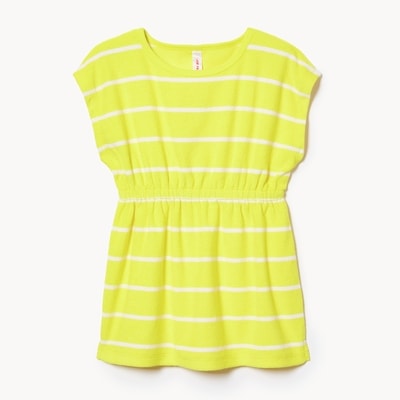 Robe cache-maillot rayée pour petites filles - Jaune Vif