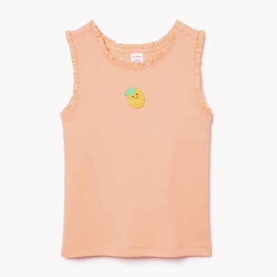 Cami côtelée pour petites filles - Pêche