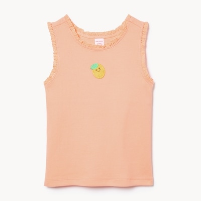 Cami côtelée pour petites filles - Pêche