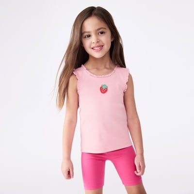 Cami côtelée pour petites filles - Rose Pâle