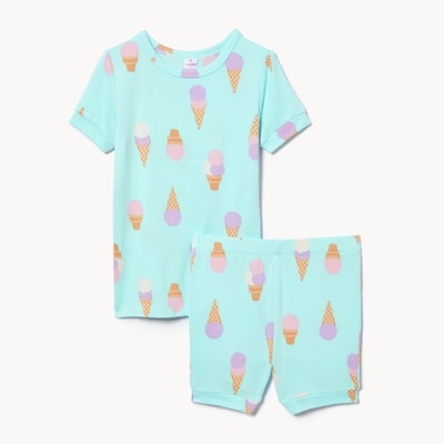 Toddler Girls' Printed Sleep Set - Light Aqua
