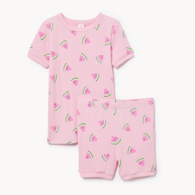 Pyjama imprimé en pointelle pour petites filles - Rose Pâle