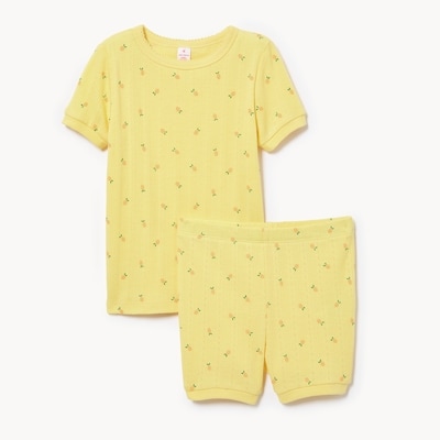 Toddler Girls' Pointelle Printed Sleep Set - Light Yellow