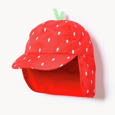 Chapeau de baignade à rabat fraise, petites filles - Rouge