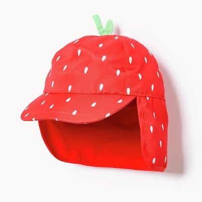 Chapeau de baignade à rabat fraise, petites filles - Rouge