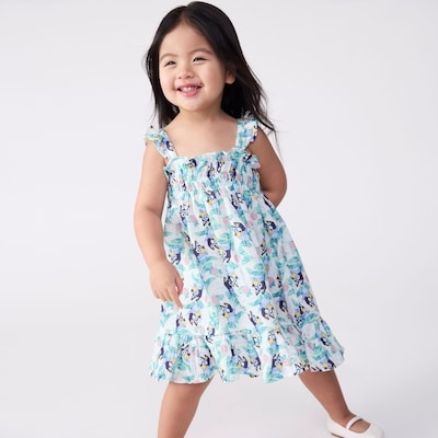 Robe en gaze froissée Bluey pour petites filles - Blanc Cassé