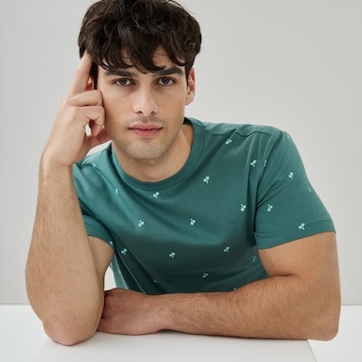 Men's Organic Cotton Essential Printed T-Shirt - Dusty Teal