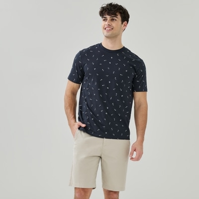 Men's Organic Cotton Essential Printed T-Shirt - Navy