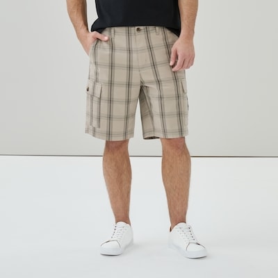 Men's Flex Plaid Cargo Short - Grey Sand