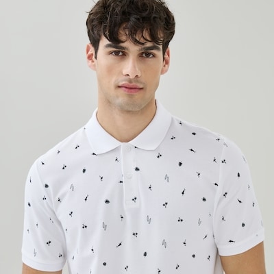 Men's Essential Printed Polo - White