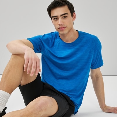 Men's Active Perforated Raglan T-Shirt - Blue Mix