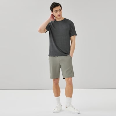 T-shirt sport perforé à manches raglan pour hommes - Mélange De Gris Foncé