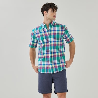 Men's Plaid Button-Down Shirt - Green