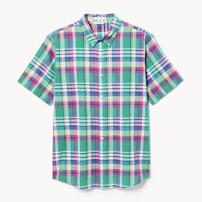 Chemise boutonnée à carreaux pour hommes - Vert