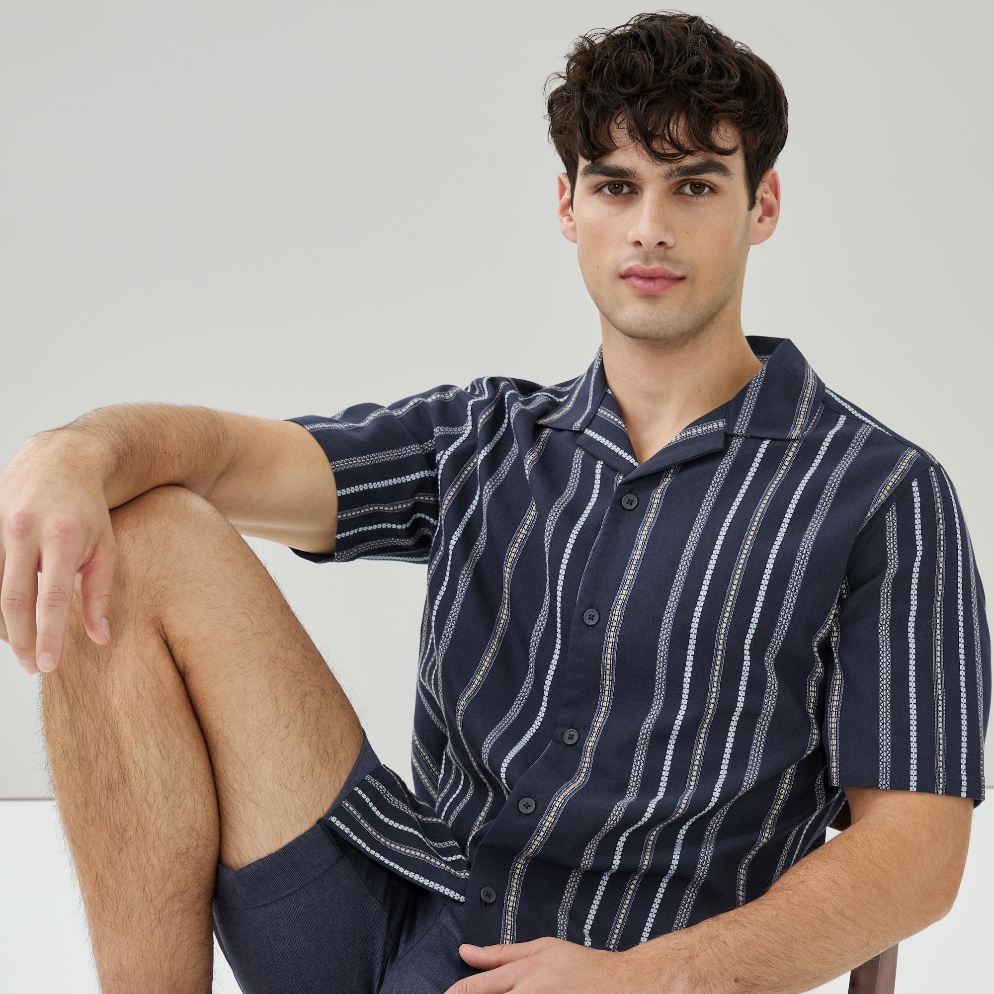Men's Striped Button-Up Shirt in Blue from Joe Fresh