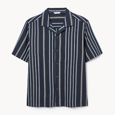 Men's Striped Button-Up Shirt - Blue