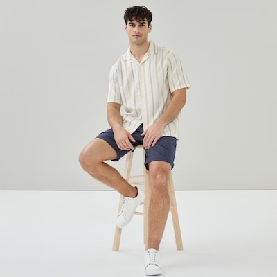 Men's Striped Button-Up Shirt - White