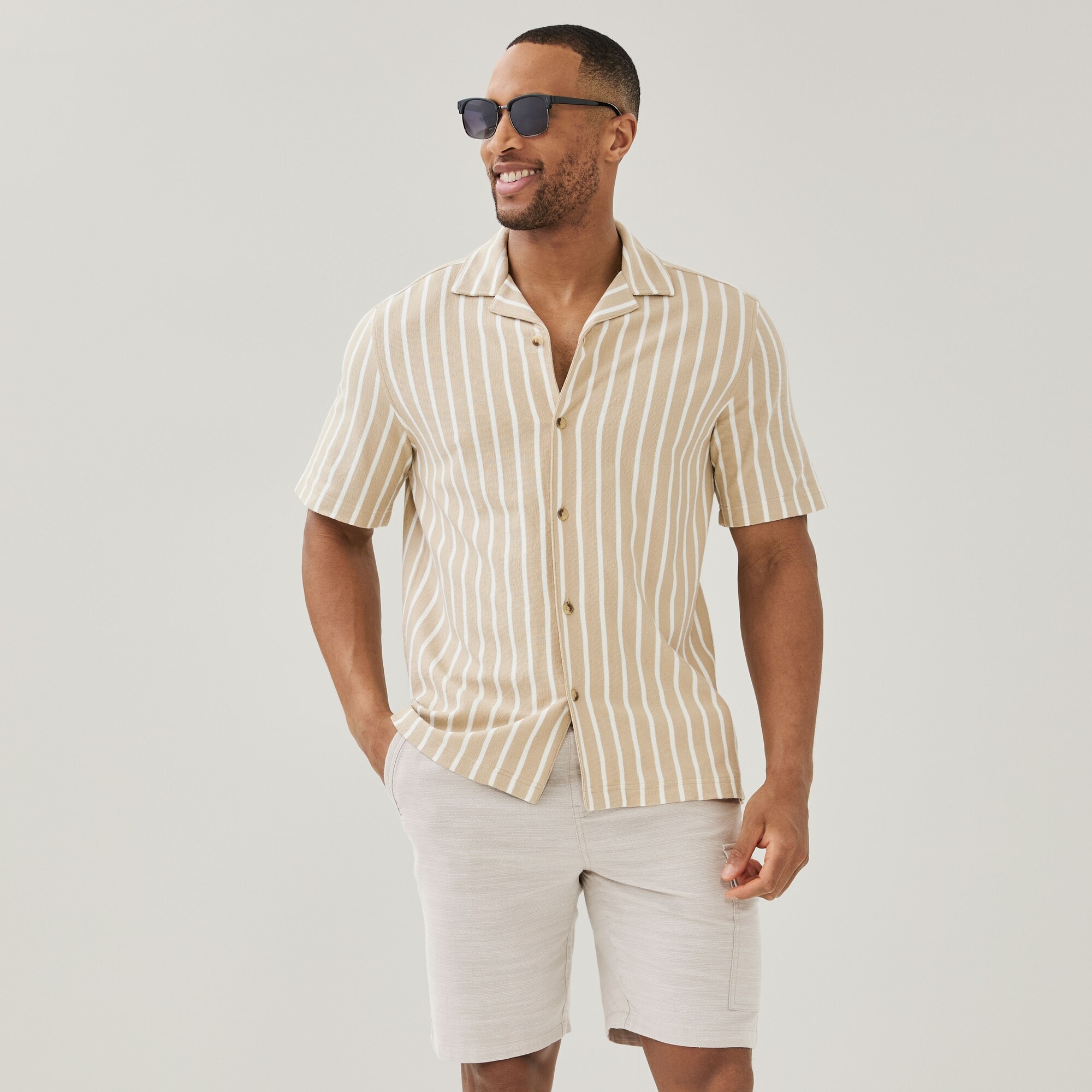 Chemise boutonnée rayée en jacquard pour hommes