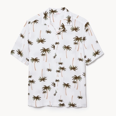 Men's Printed Button-Up Shirt - Light Navy