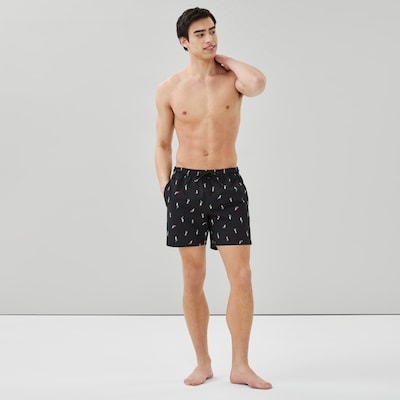 Maillot de bain en tissu gaufré à entrejambe 6 po - Noir