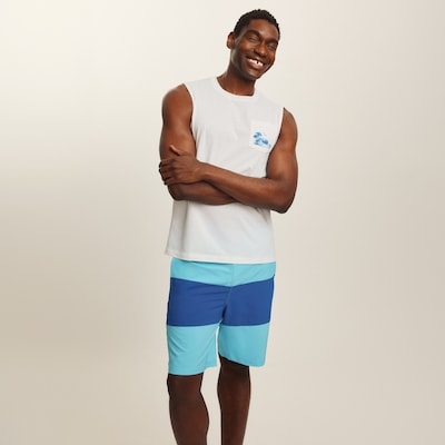 Bermuda à bandes de couleur pour hommes - Bleu-Vert