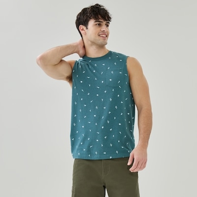 Men's Printed Muscle Tank - Dark Teal