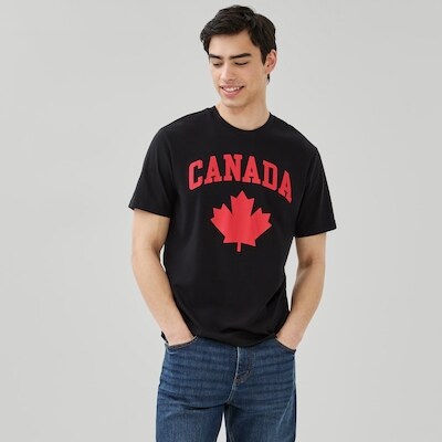 T-shirt imprimé Canada pour hommes - Noir