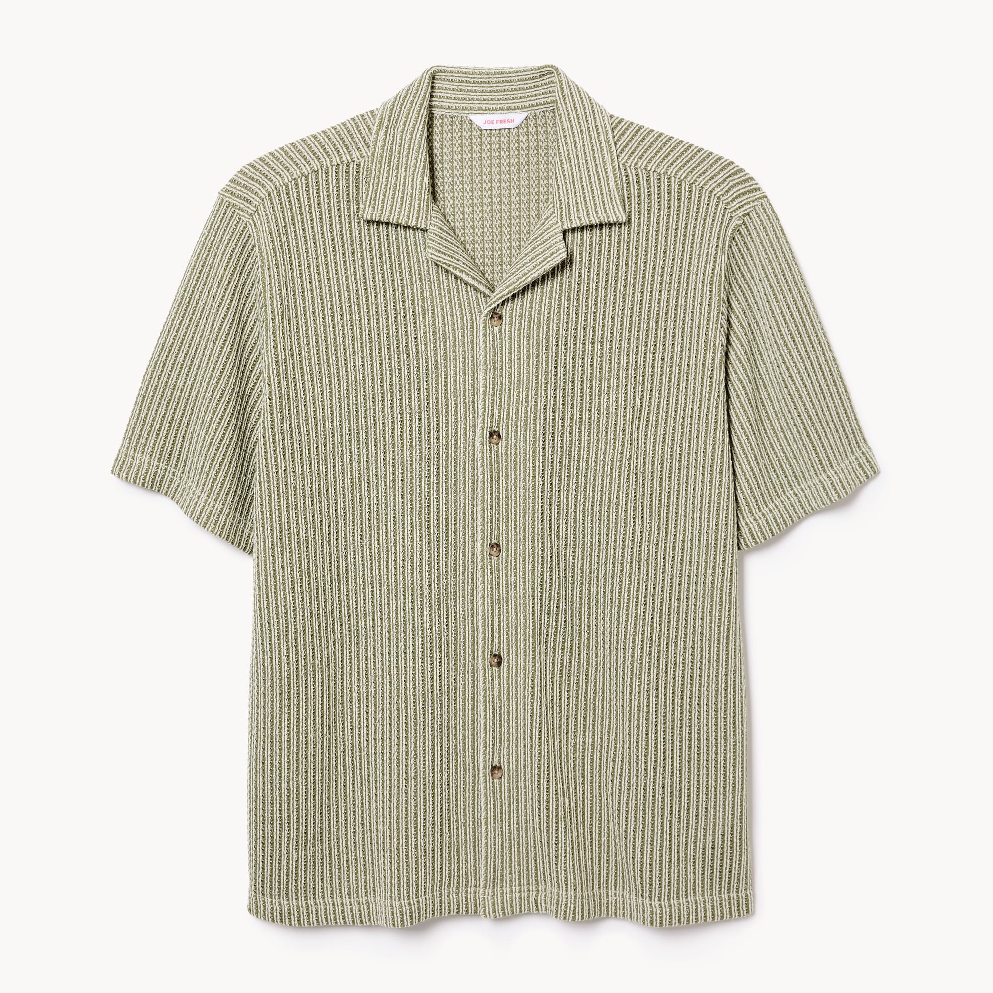 Men's Crochet Button-Up Shirt in Olive from Joe Fresh