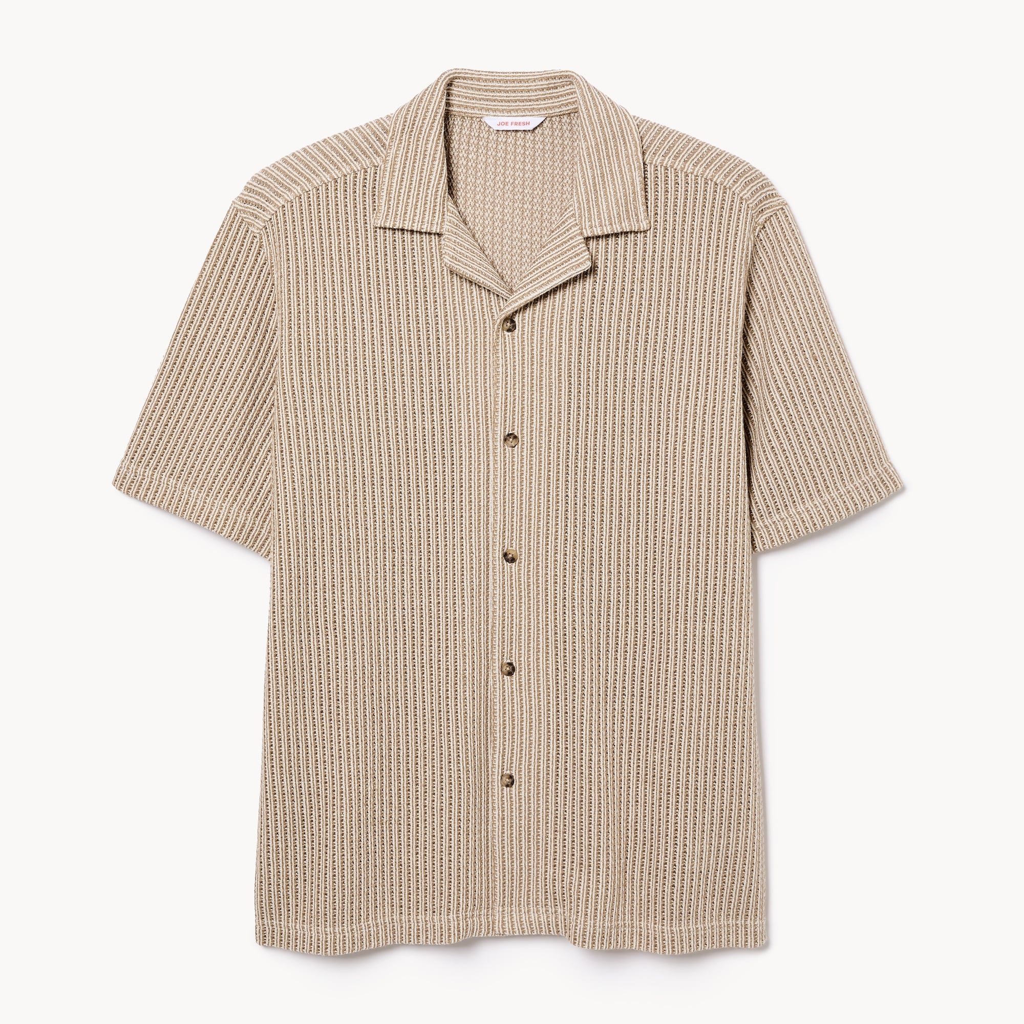 Men's Crochet Button-Up Shirt in Oatmeal from Joe Fresh