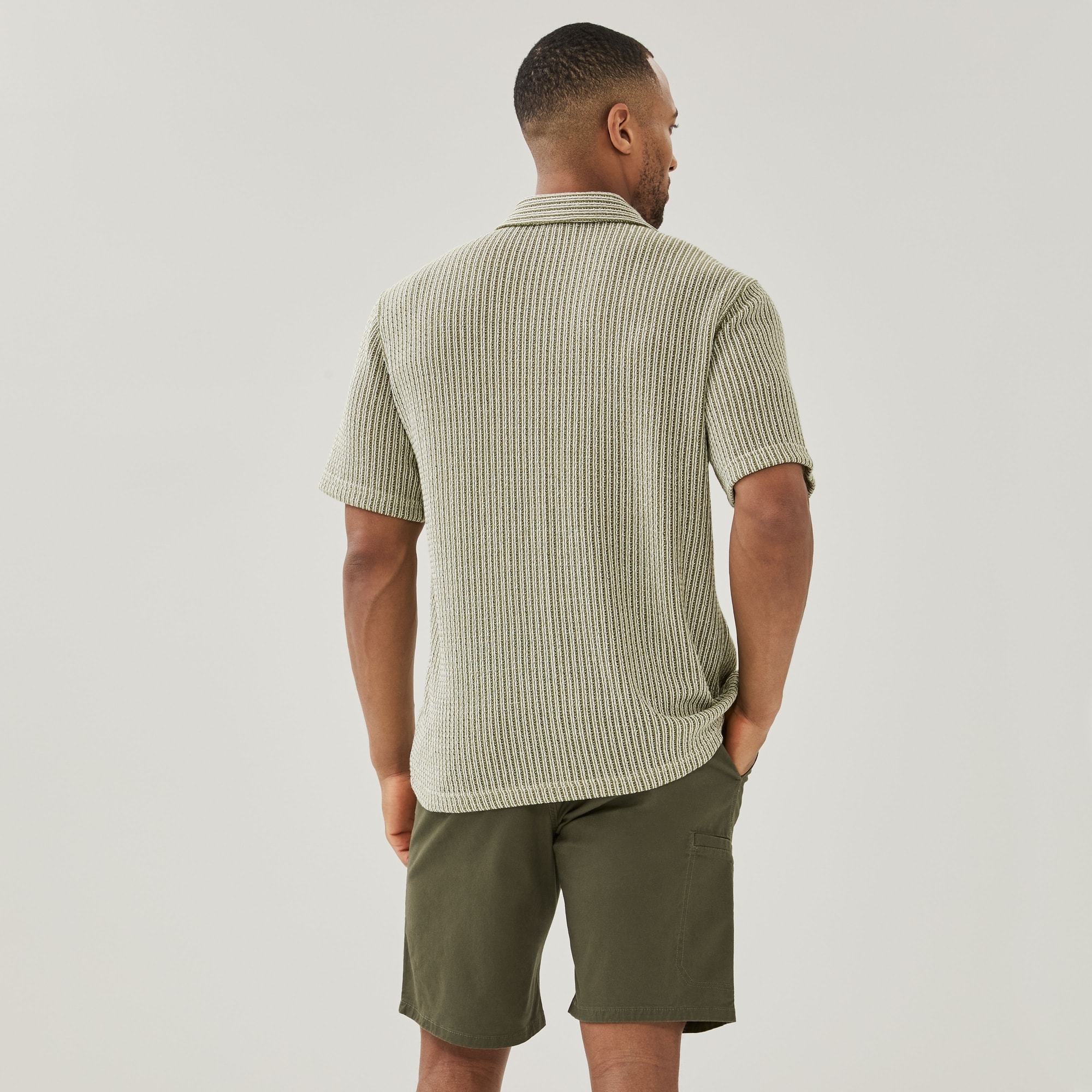 Men's Crochet Button-Up Shirt in Olive from Joe Fresh