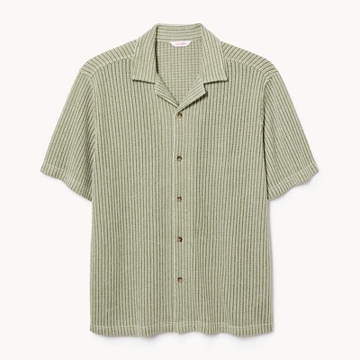 Chemise boutonnée en crochet pour hommes - Olive