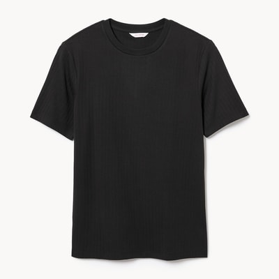 Men's Ribbed Knit T-Shirt - Black