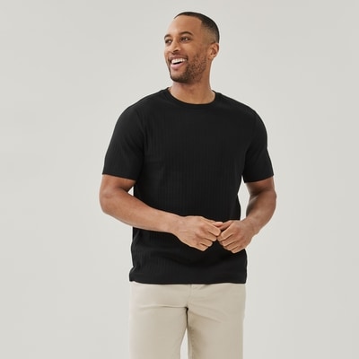 Men's Ribbed Knit T-Shirt - Black