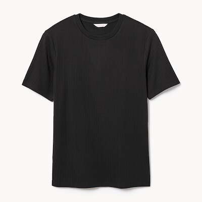 T-shirt en tricot côtelé pour hommes - Noir