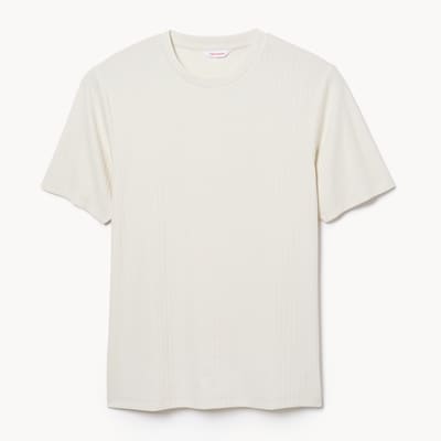 Men's Ribbed Knit T-Shirt - Cream