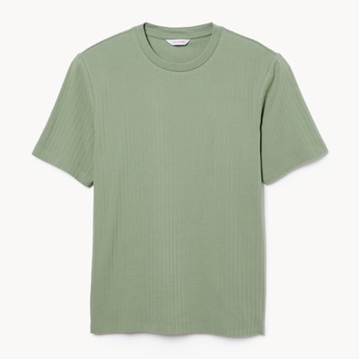 Men's Ribbed Knit T-Shirt - Light Khaki Green