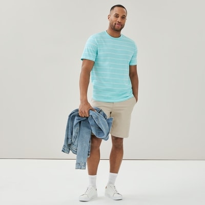 Men's Striped T-Shirt - Bright Aqua