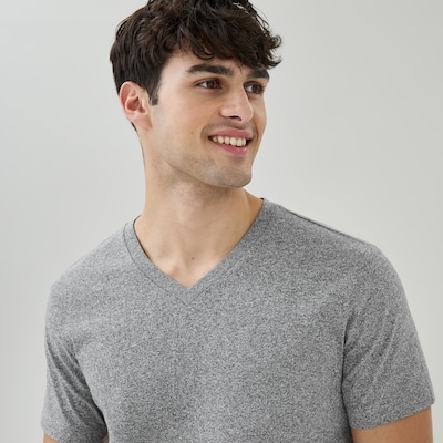 Men's Organic Cotton V-Neck T-Shirt - Charcoal Mix