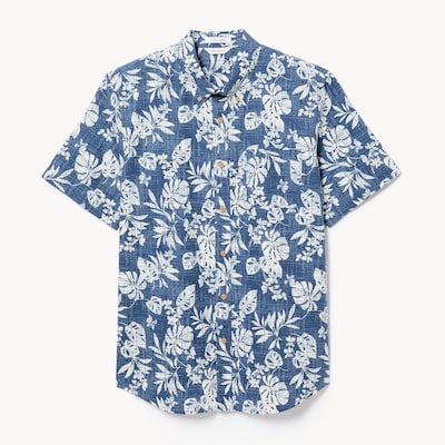 Chemise boutonnée imprimée pour hommes - Bleu