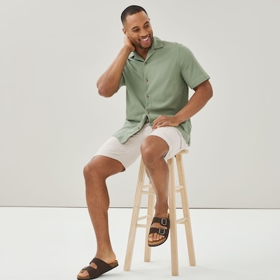 Chemise boutonnée pour hommes - Vert Kaki Pâle